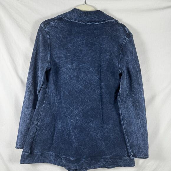 Testimony Los Angeles Women’s Faux Denim French Terry One Button Jacket Medium M - Picture 2 of 6